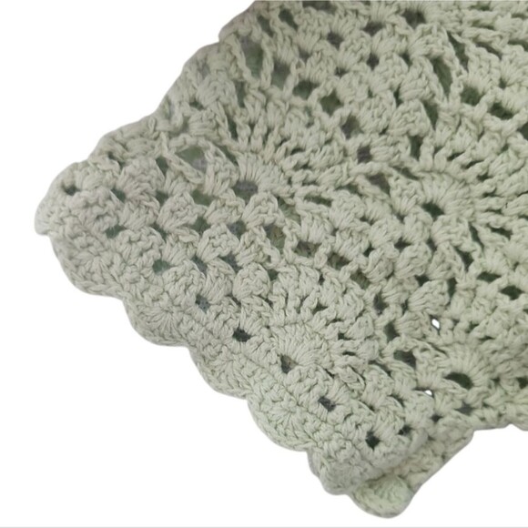 Bay Studio Crochet Knit Cardigan Sz XL Soft Sage Green Vintage Cottagecore Y2K - Picture 3 of 16